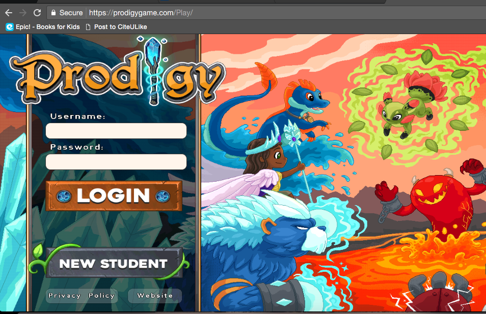 where do students login for prodigy game math