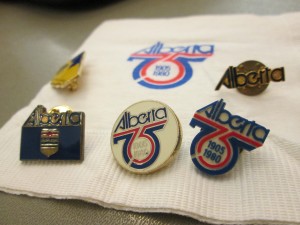 Collection of Alberta 75th Anniversary pins