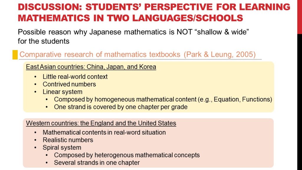 Discussion: Japanese math "shallow & wide"