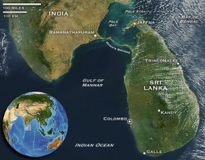 Satellite map showing the Adam's Bridge connecting India and Sri Lanka (Source: Earthweek)