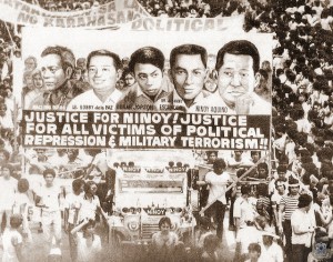 Ninoy's funeral march on August 31, 1983 (Photo taken from Ninoy: Ideals & Ideologies 1932-1983)