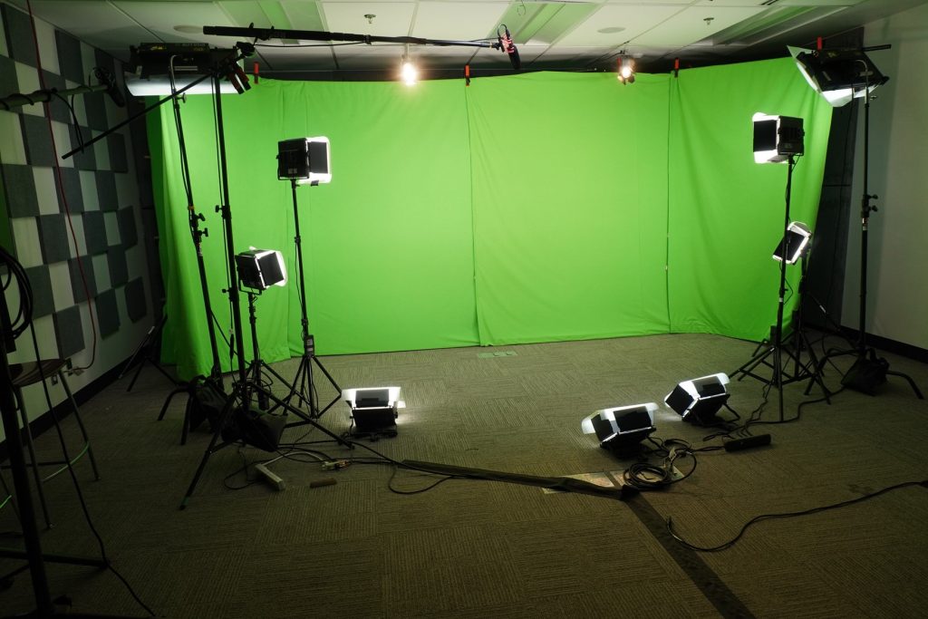 A picture of the greenscreen setup.