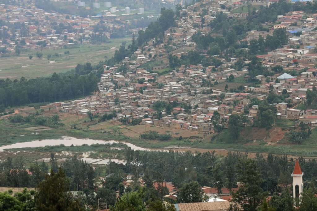 A view of urban encroachment on wetlands in Kigali, Rwanda 
