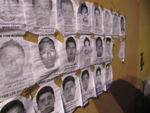 Faces of the missing students in Downtown Oaxaca, Oaxaca.
