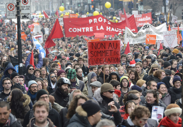 Quebec students back in streets protesting tuition hikes